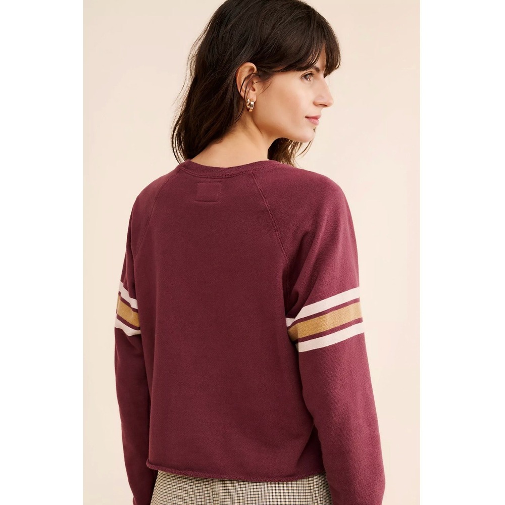 Original RetroBrand‎ Anthropologie Varsity Sweatshirt Small Red Collegiate Crop - Picture 2 of 12